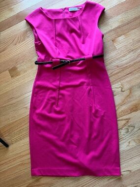 Calvin Klein Women’s Fuchsia Sheath Dress with Belt